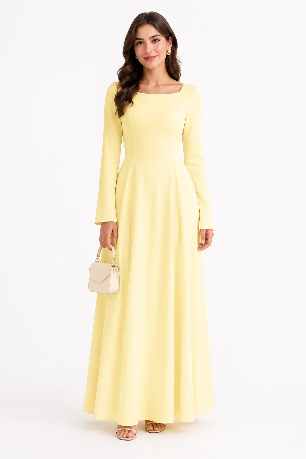 Butter Yellow Long Sleeve Maxi Dress