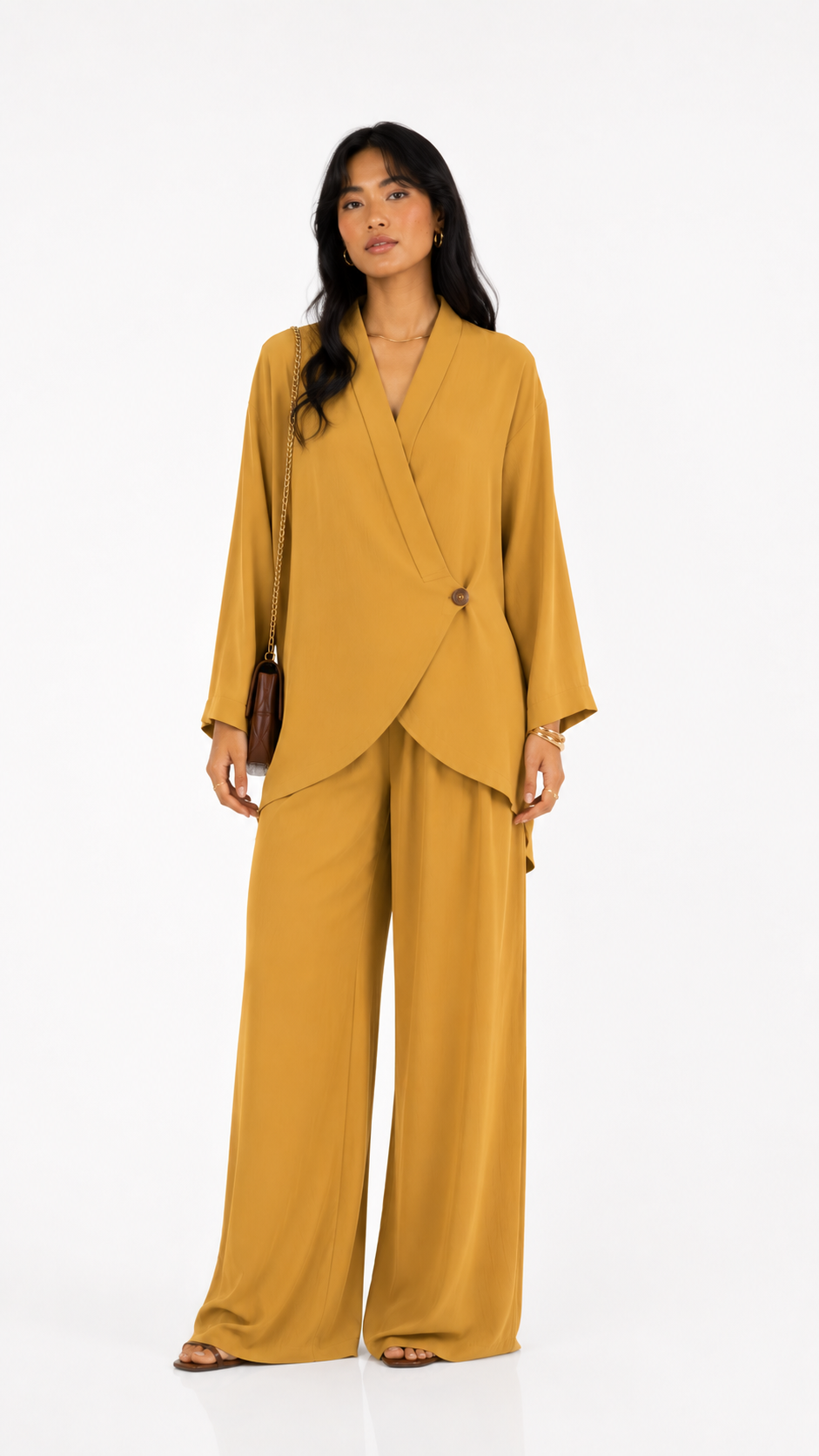Mustard Wide Leg Pants Set