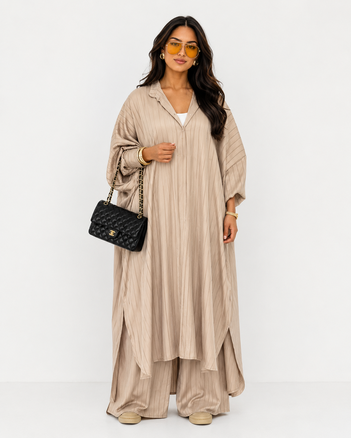 Beige Striped Co-Ord Set